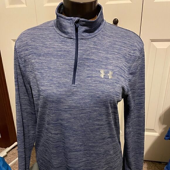 Under Armour Womens Small HeatGear Blue Half ZIP Activewear - Picture 1 of 5